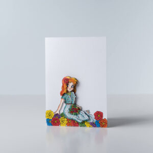 3D Red Haired Girl in flowers
